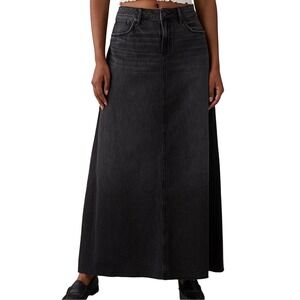 American Eagle Real Good To The Floor Denim Maxi Skirt Sz 000 Dark Wash Juniors
